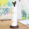 Antique Rustic Cast Iron Scroll Paper Holder With Bird Figurines Handle In Center Vintage Home Garden Table Decor Hemp Rope Rack