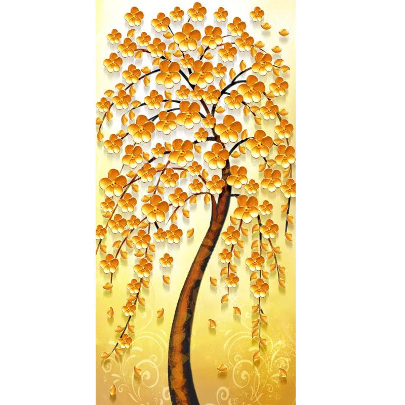 Abstract Golden Rich Tree Money Tree Oil Paintings on Canvas Poster Modern Landscape Wall Art Picture Print Home Decor No Frame