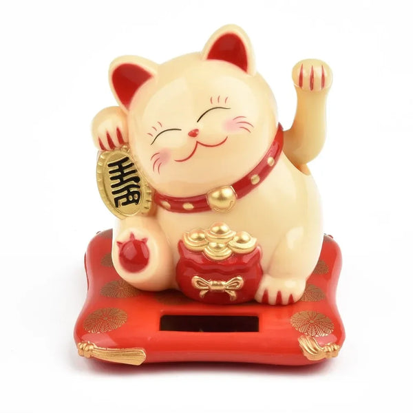 2.5 Japanese Solar Wave Hand Lucky Cat, Car Decorations, New Year Decorations  Hand Crafts Figurines And Miniatures 1pc Plastic