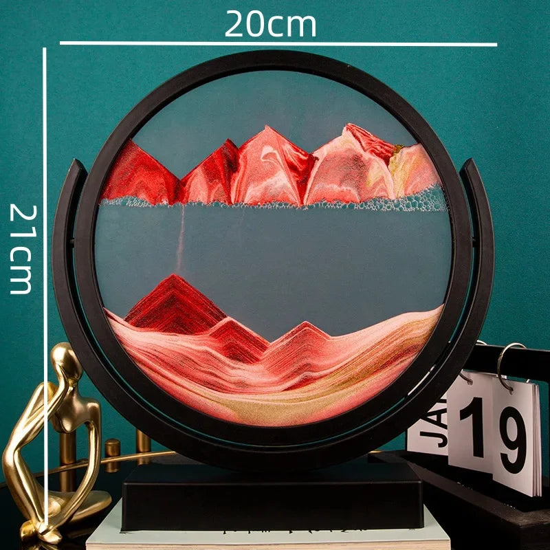3D Moving Sand Art Painting Hourglass Round Handmade Glass Deep Sea Sandscape Quicksand Craft Sandglass Home Decoration Gifts