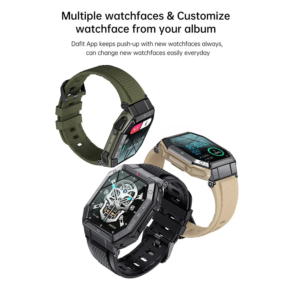 Smartwatches with different watchfaces on a white background