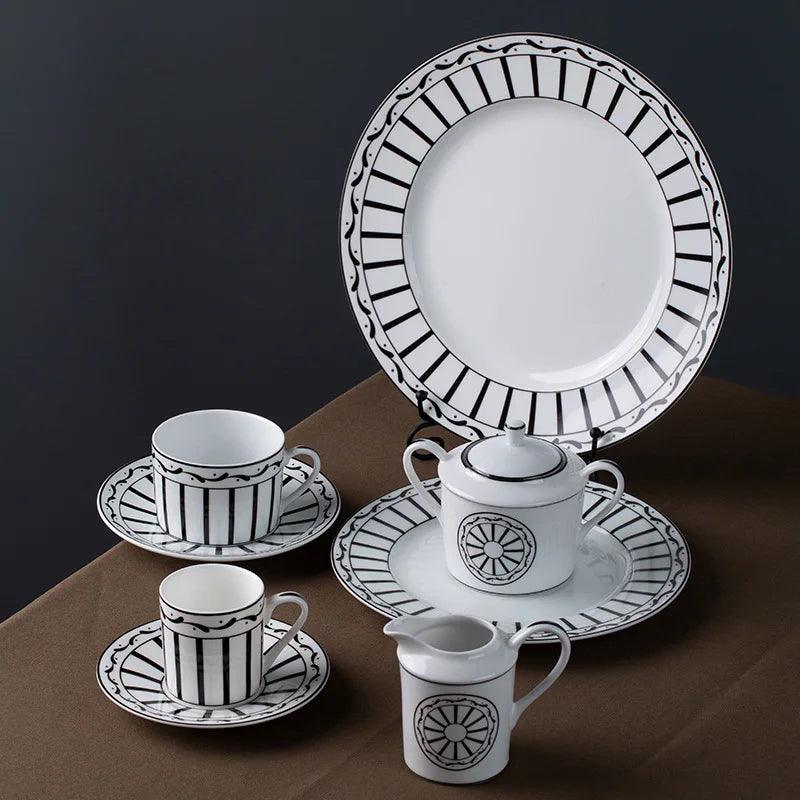 Bone china plates, coffee cups, home high-end shallow flat plates, Western cuisine plates, steak plates, creative hotel meals