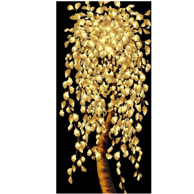 Abstract Golden Rich Tree Money Tree Oil Paintings on Canvas Poster Modern Landscape Wall Art Picture Print Home Decor No Frame