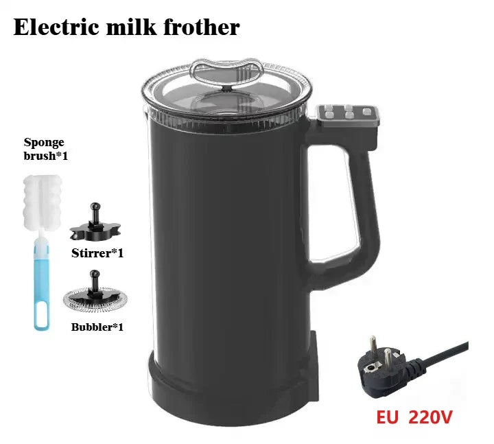 110V/220V Milk Frother 4-in-1 Home Coffee Latte Maker Hot Cold Beverages  Dual Function Stainless Steel Electric Milk Frother