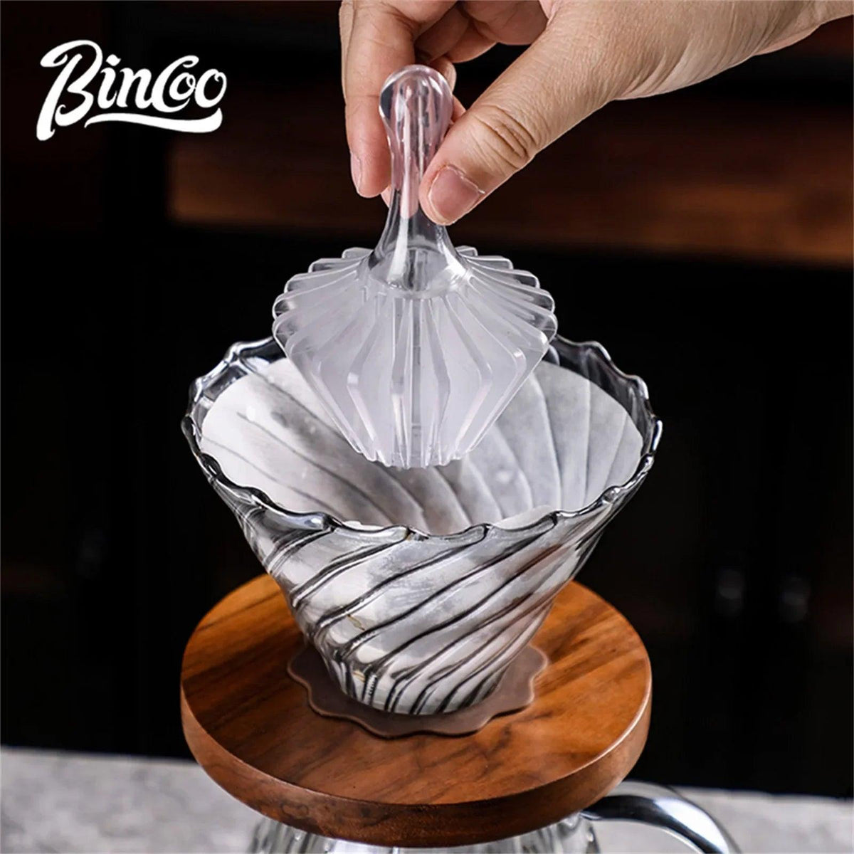 Bincoo Coffee Filter Paper Holder, Heat-Resistant Tritan Coffee Press Ring, Pour Over Assistant, Household Coffee Accessories