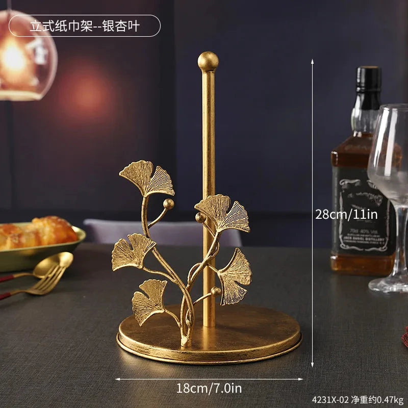 Kitchen Luxury Vertical Tissue Holder Multi Functional Metal Paper Roll Holder Rose Shaped Art Storage Rack Tissue Boxes DSers Fulfillment