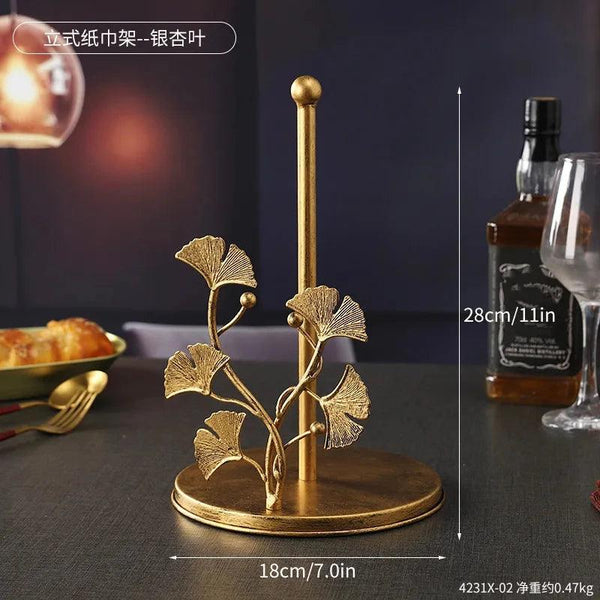 Kitchen Luxury Vertical Tissue Holder Multi Functional Metal Paper Roll Holder Rose Shaped Art Storage Rack Tissue Boxes DSers Fulfillment
