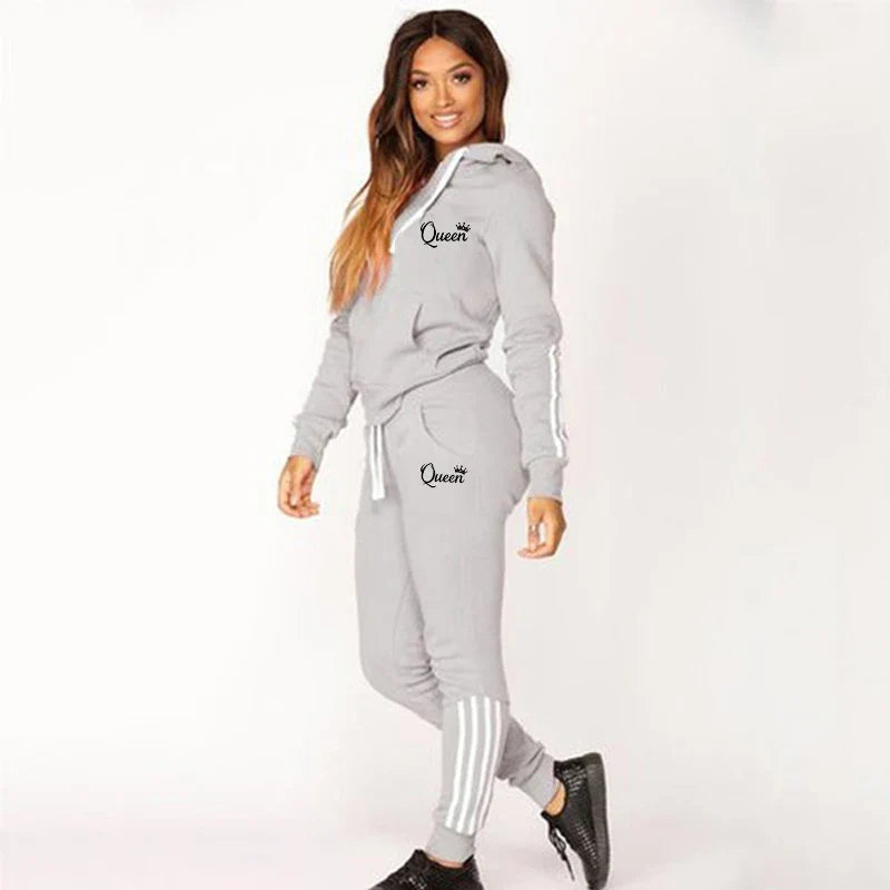 Hot Women's Fashion Tracksuit Striped Hoodies and Jogger Pants Ladies Daily Casual Clothes OneLoveCanada