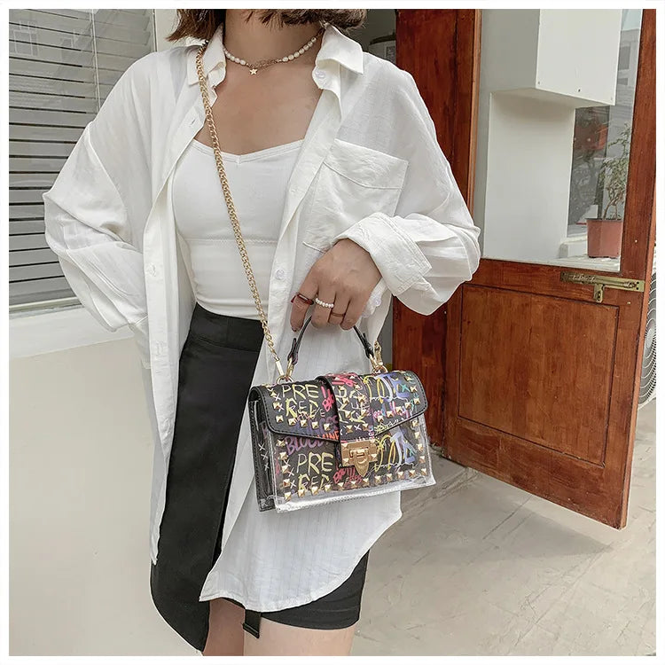 Fashion Shoulder Bag for Ladies High Quality Women Studded Graffiti Crossbody Bags Female Luxury Designer Summer Handbags OneLoveCanada