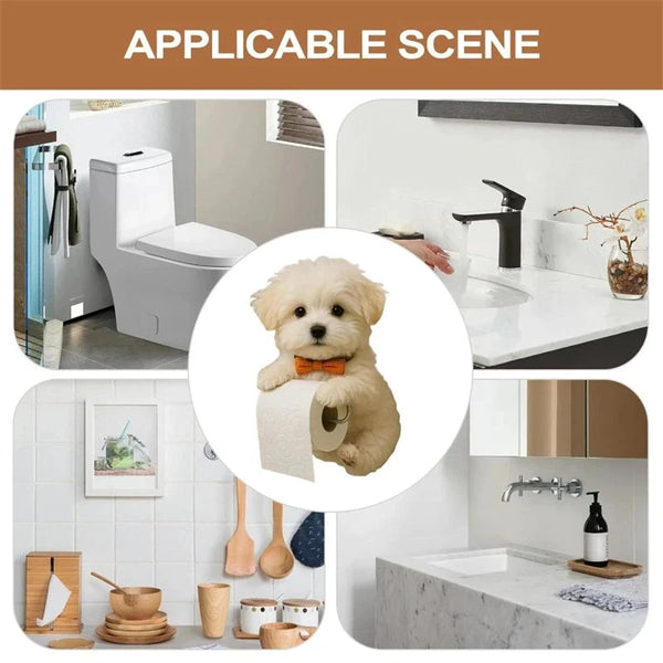 1 PCS Funny Dog Toilet Paper Holder Wall Mounted Resin Animal Statue Bathroom Tissue Roll Organizer Home Decor DSers Fulfillment