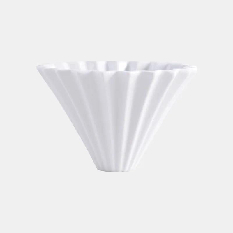 StepUp Coffee Origami Ceramic Pour Over Dripper, Handmade Cone Brewer