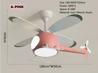 DecorBites™ Helicopter Ceiling Fan Chandeliers: Nordic Creative Kids Room Decor Lamp Decorbites