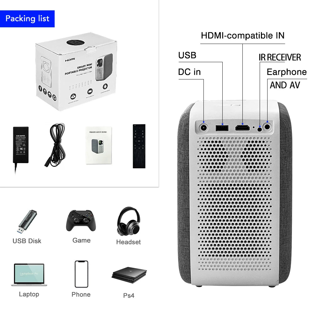 Original Touyinger H6 LED Android Projector Full HD 1080P Outdoor projectors WIFI Portable Beamer MINI TV Led Home Theater