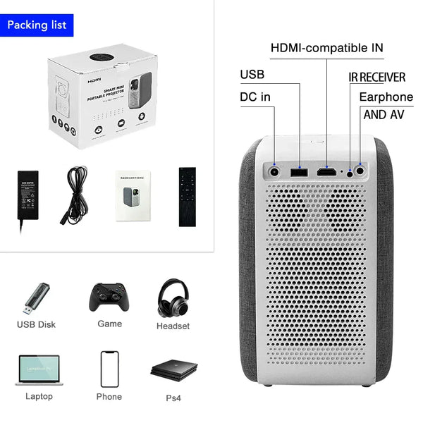 Original Touyinger H6 LED Android Projector Full HD 1080P Outdoor projectors WIFI Portable Beamer MINI TV Led Home Theater - Gifts for You 'n Me