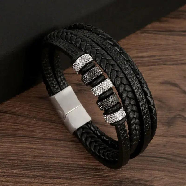 Classic Men's Leather Bracelet Hand-Woven