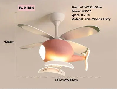 DecorBites™ Helicopter Ceiling Fan Chandeliers: Nordic Creative Kids Room Decor Lamp Decorbites