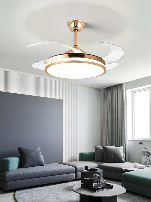 DecorBites™ LED Fan Lamp: Modern Invisible Ceiling Chandelier for Living Room, Bedroom & Dining Room Decorbites