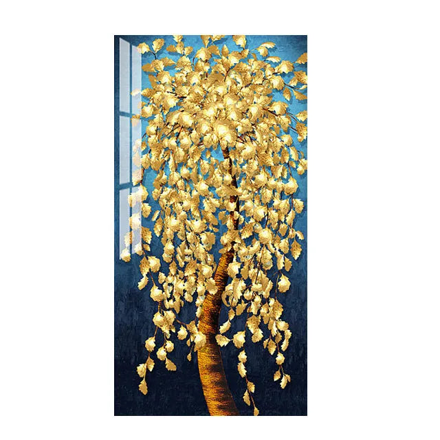 Abstract Golden Rich Tree Money Tree Oil Paintings on Canvas Poster Modern Landscape Wall Art Picture Print Home Decor No Frame