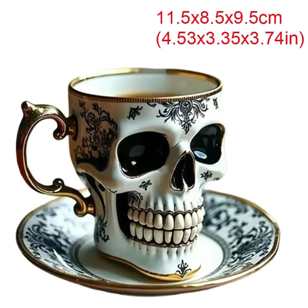 Stylish Resin Skull Coffee Mug Bonehead Design Gothic Tea Cup Set Skull Crusher Coffee Halloween Party