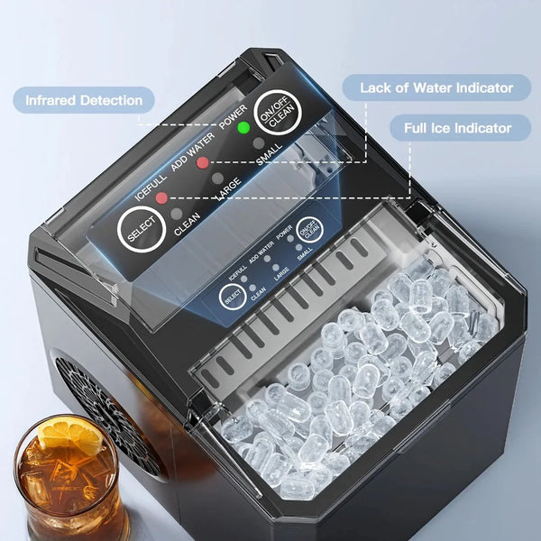 Countertop Ice Maker 26 lbs/24h 9 Cubes/6 Mins with Self-Cleaning Bullet Ice Maker for Home Office Bar Party,home appliance,bar