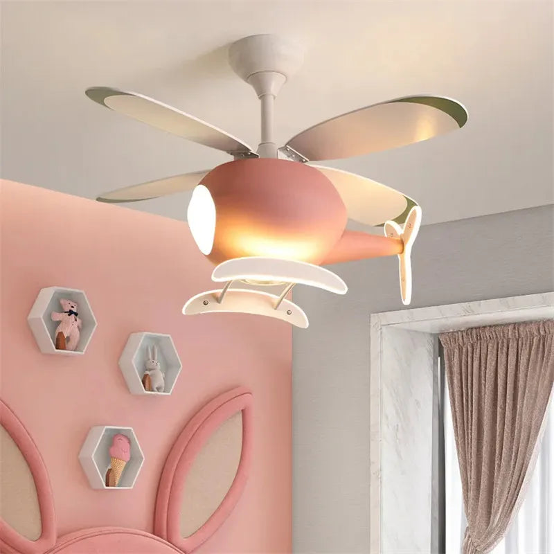 DecorBites™ Helicopter Ceiling Fan Chandeliers: Nordic Creative Kids Room Decor Lamp Decorbites