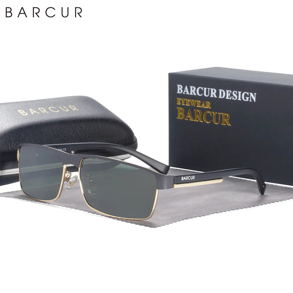 BARCUR Sunglasses Men’s Original Rectangle Fashionable Business Sunglasses – Polarized UV400 Protection for Driving Hiking Sports and Casual Wear – Trendy Fashion Shades Oculos De Sol with Anti-Reflective TAC Lenses