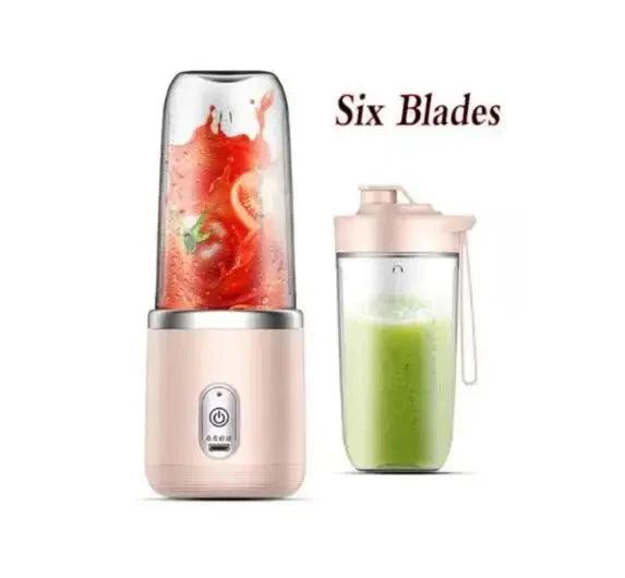 Portable Electric Blender Bottle – 6-Blade Smoothie Maker USB