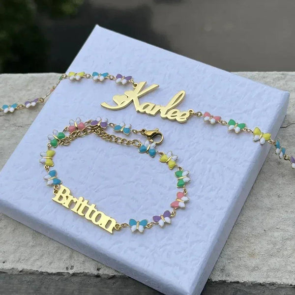 Customized Butterfly Heart Name Necklace - Sexikinis Swim - Gifts for You 'n Me