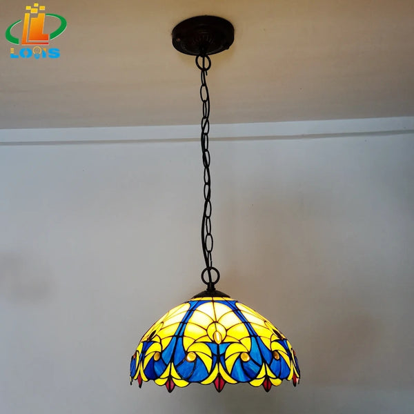 12-inch American-style Embankment Flower Chandelier Tiffany Style Milk Tea Shop Coffee Restaurant Glass Lighting E27 230V 220V