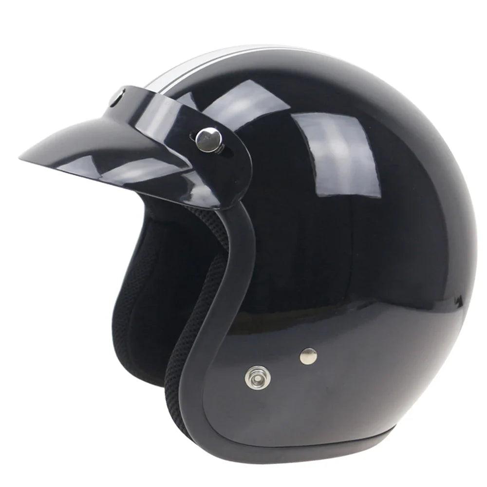 Universal Black 3-Snap Motorcycle Helmet Peak Lens Open Face Sun Shade Visor Shield