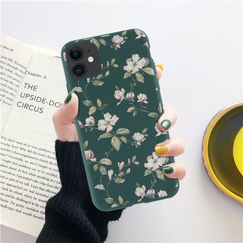 Fashion Flower Phone Case For Iphone 7 8 Plus  Iphone Xr X Xs Silicone Ultra Thin Shockproof Mobile Phone Case With Fashion Pattern Cover Stylish Beautiful Flower Pattern Colored iphone Case