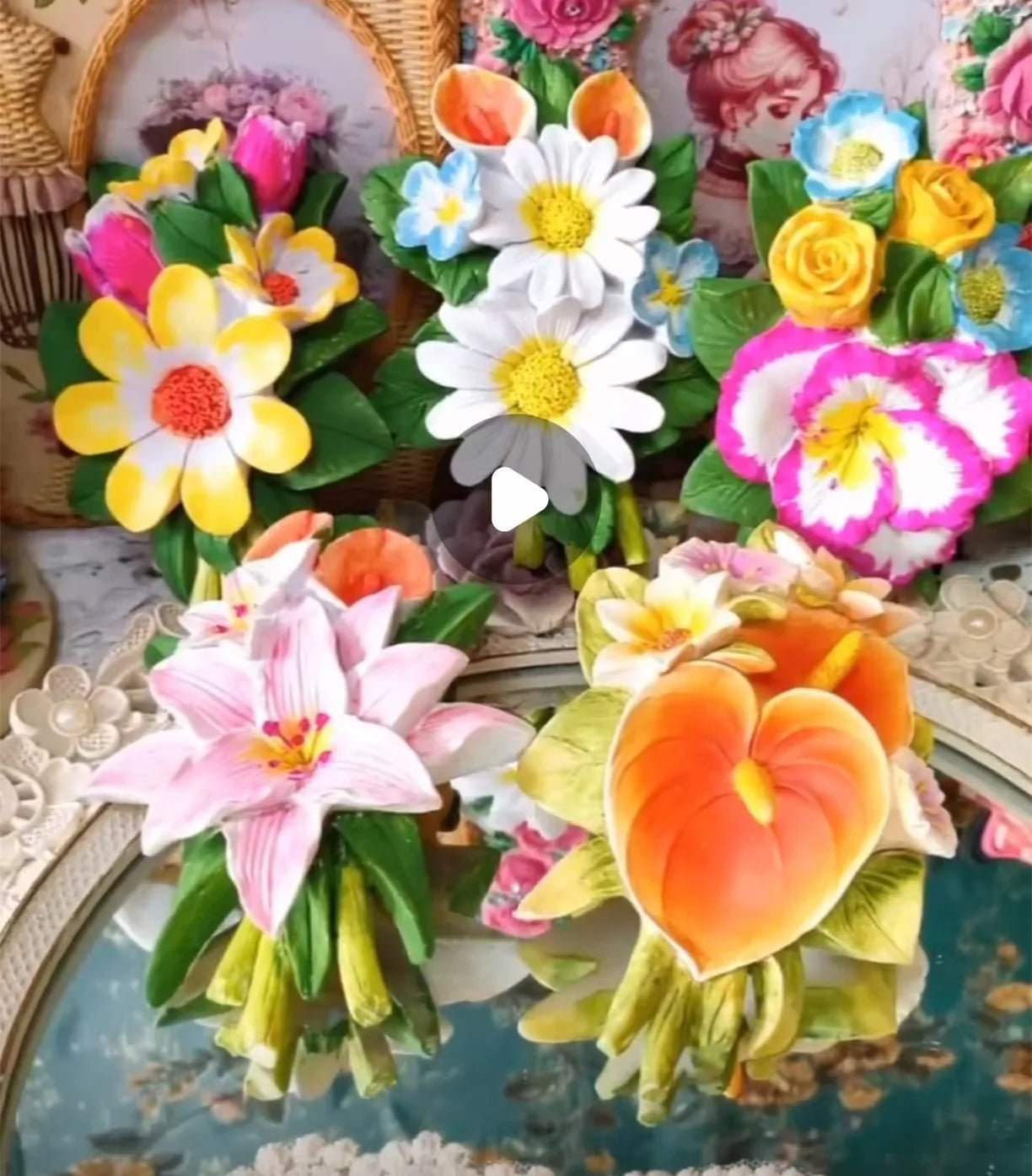 Resin Flower Jewelry Storage Box Vase Flower Basket  Jewelry Case Storage Jewelry Organizer Display Home Decor Ornament