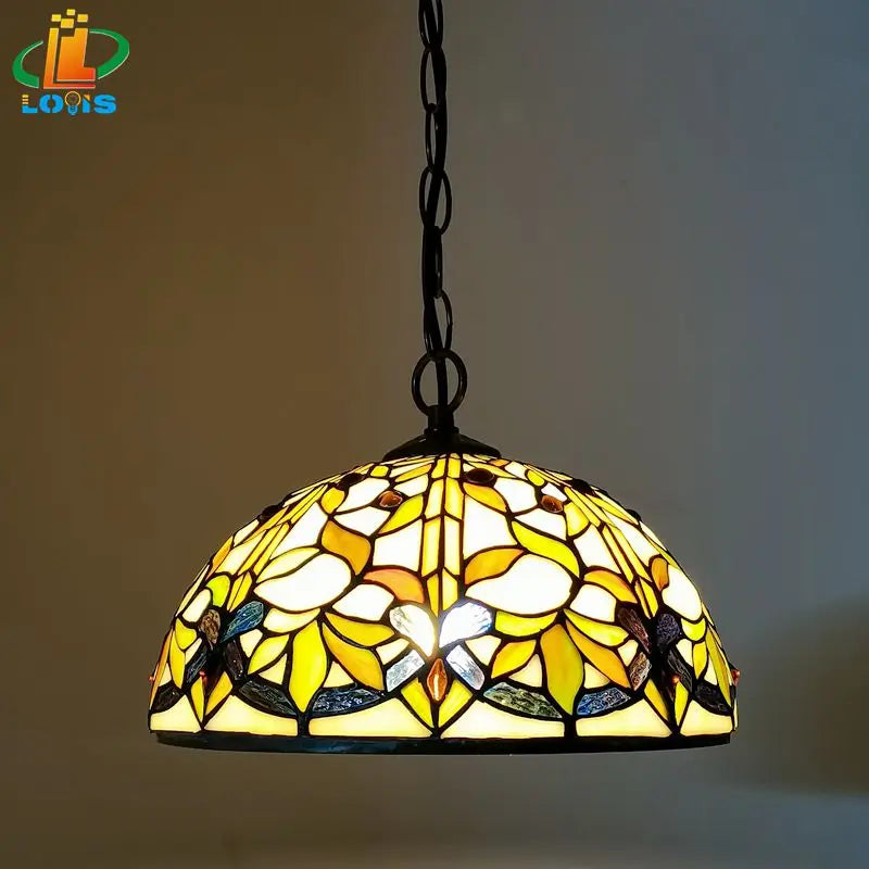 12-inch American-style Embankment Flower Chandelier Tiffany Style Milk Tea Shop Coffee Restaurant Glass Lighting E27 230V 220V