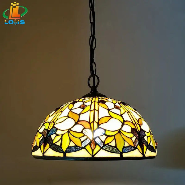 12-inch American-style Embankment Flower Chandelier Tiffany Style Milk Tea Shop Coffee Restaurant Glass Lighting E27 230V 220V