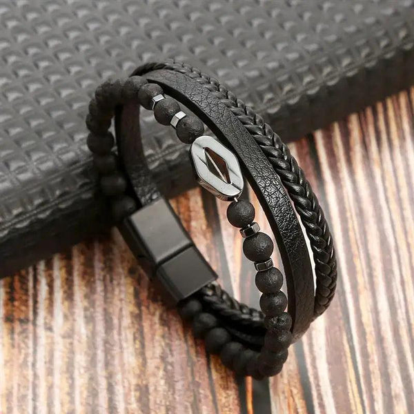 Classic Men's Leather Bracelet Hand-Woven