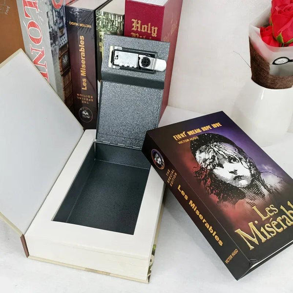 Hidden Book Safe with Key Lock — Metal Book-Shaped Home Safe (8.66 x 5.98 x 1.77 in / 220 x 152 x 45 mm)