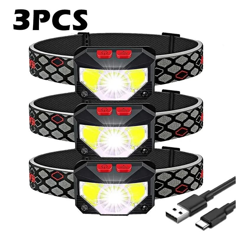 Headlamp Flashlight, 1200 Lumen Ultra-Light Bright LED Rechargeable Headlight with White Red Light,2Pack Waterproof Motion