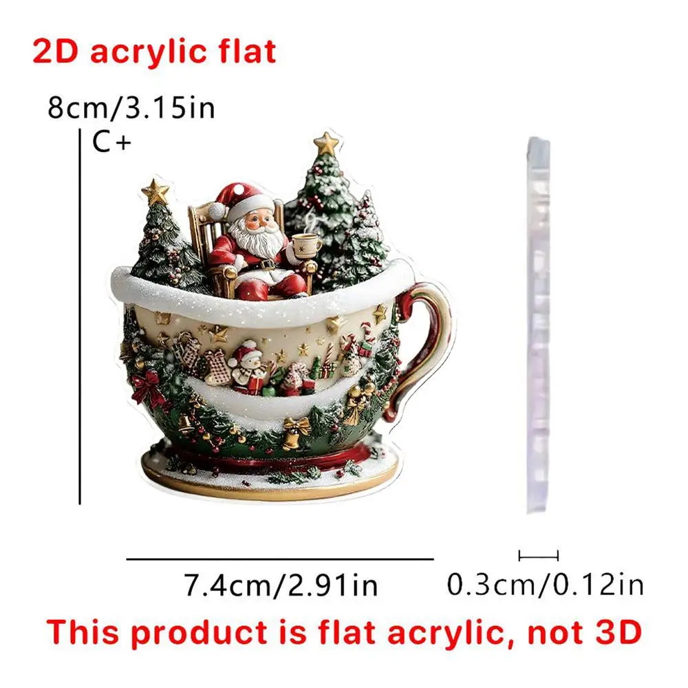 Christmas Coffee Cup Ornaments Coffee Mug Decorative Tree Hanging 2025 Xmas Navidad 2026 New Year Easter Bunny Party Supplies