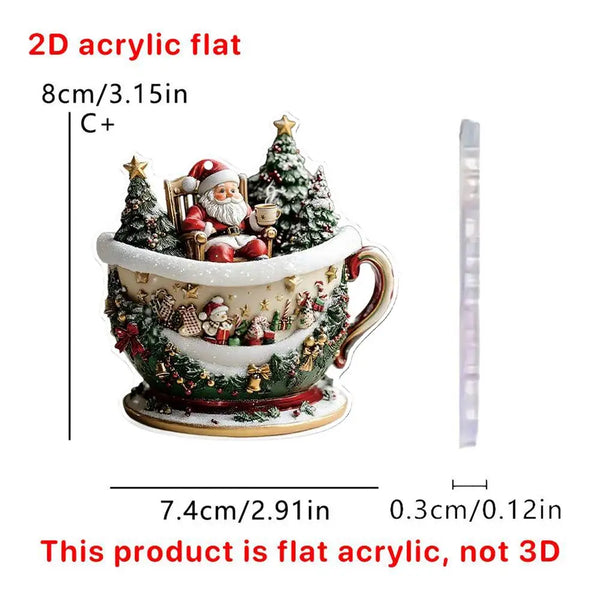Christmas Coffee Cup Ornaments Coffee Mug Decorative Tree Hanging 2025 Xmas Navidad 2026 New Year Easter Bunny Party Supplies