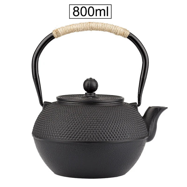 UPORS Japanese Iron Tea Pot with Stainless Steel Infuser Cast Iron Teapot Tea Kettle for Boiling Water Oolong Tea 600/800/1200ML