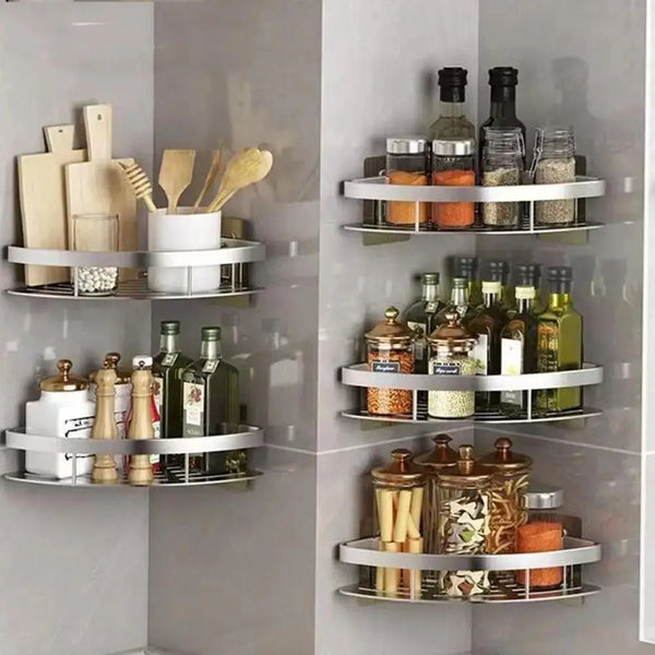 Stainless Steel Tension Shower Caddy Corner Shelf Bathroom Organizer Storage