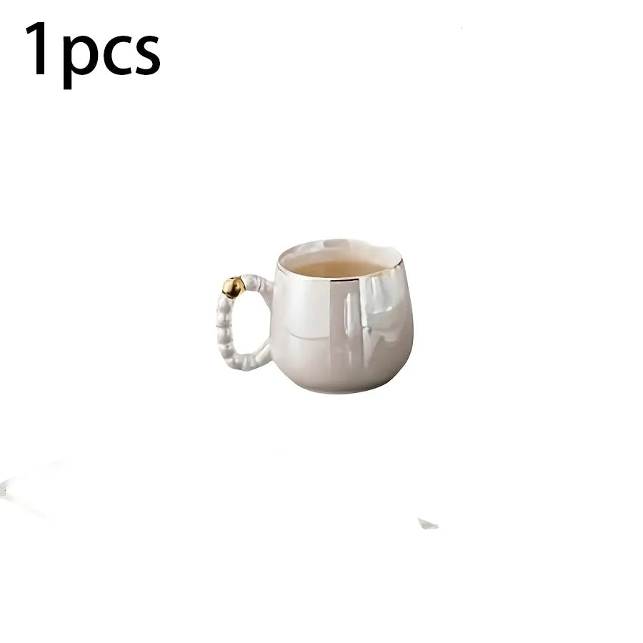 1pc/6pcs/8pcs/set European pearl glazed porcelain tea set - Pearl white porcelain teapot and sugar milk oil teapot