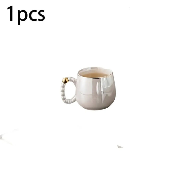 1pc/6pcs/8pcs/set European pearl glazed porcelain tea set - Pearl white porcelain teapot and sugar milk oil teapot