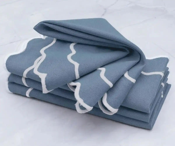 Blue Scalloped Napkins