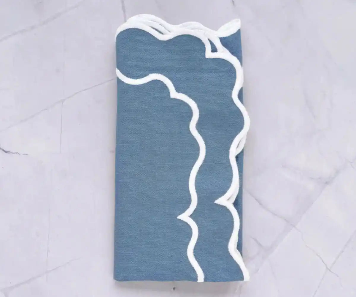 Blue Scalloped Napkins