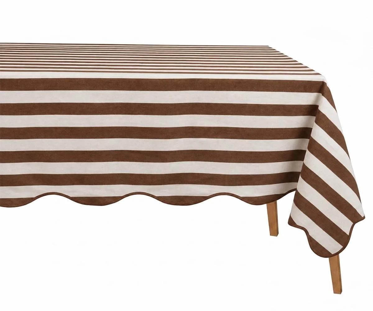 Scalloped Edge Tablecloth - Striped