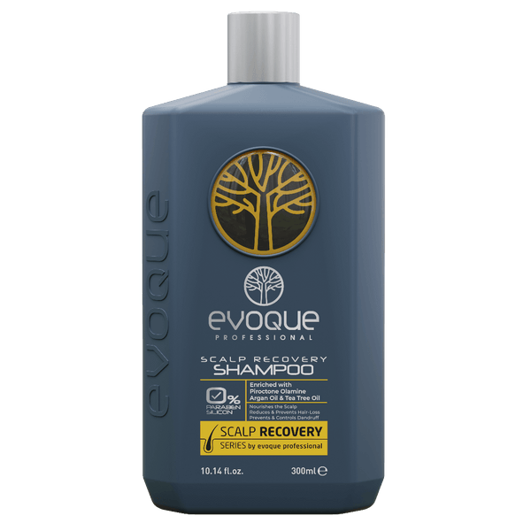 Evoque shampoo bottle on a white background