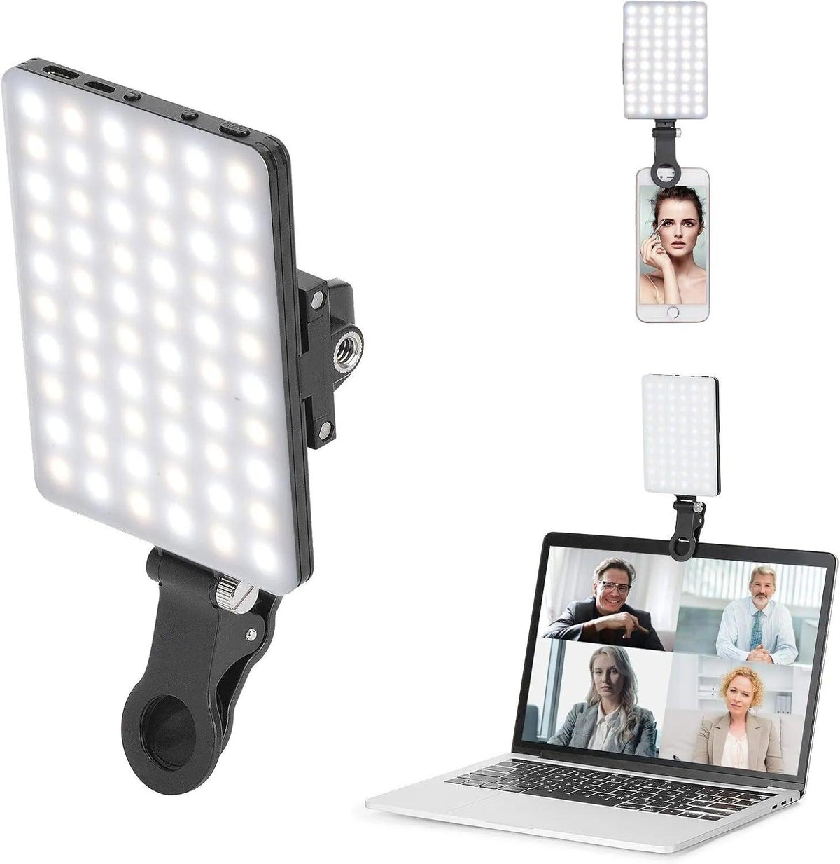 LED Portable Clip-on Selfie Light; Video Conference Lighting, 3 Lighting Modes, Suitable for iPhone Camera Laptop
