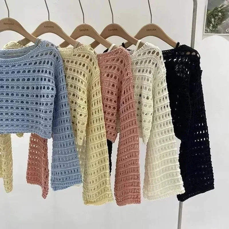 Boho Crochet Knit Crop Top for Summer Beach