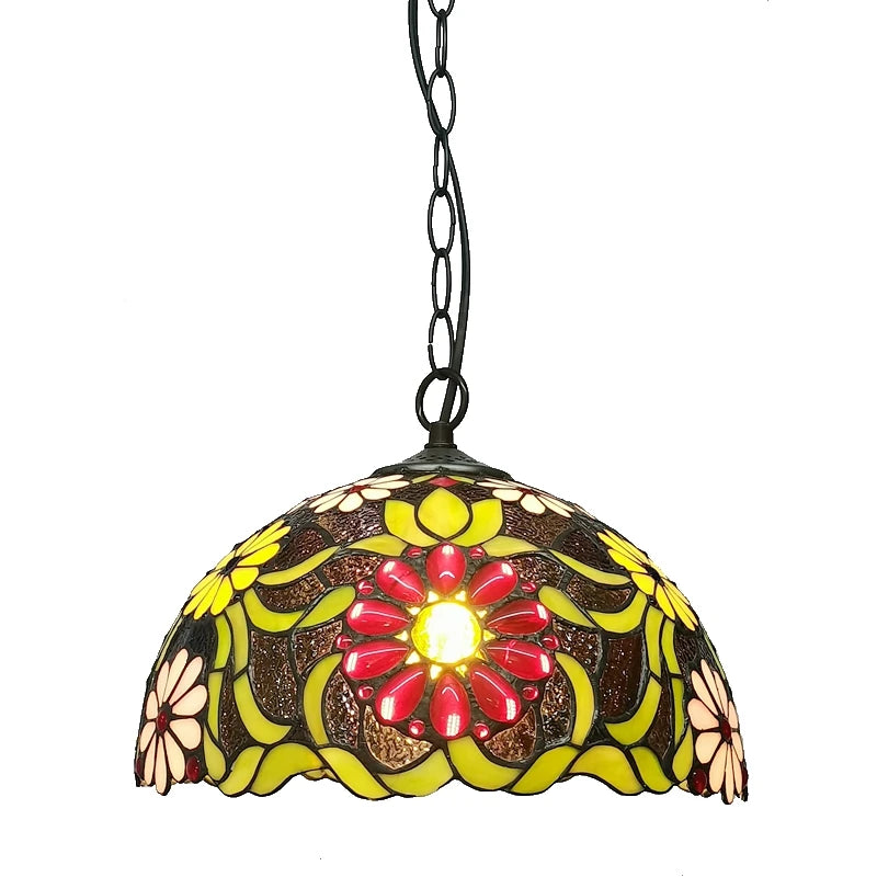 12-inch American-style Embankment Flower Chandelier Tiffany Style Milk Tea Shop Coffee Restaurant Glass Lighting E27 230V 220V